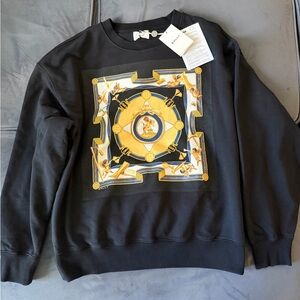 Bally Black and Gold Angels Baroque Print Men’s Crewneck Sweater Size XL